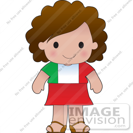 33578 Clip Art Graphic Of A Brunette Haired Poppy Character Of Italy