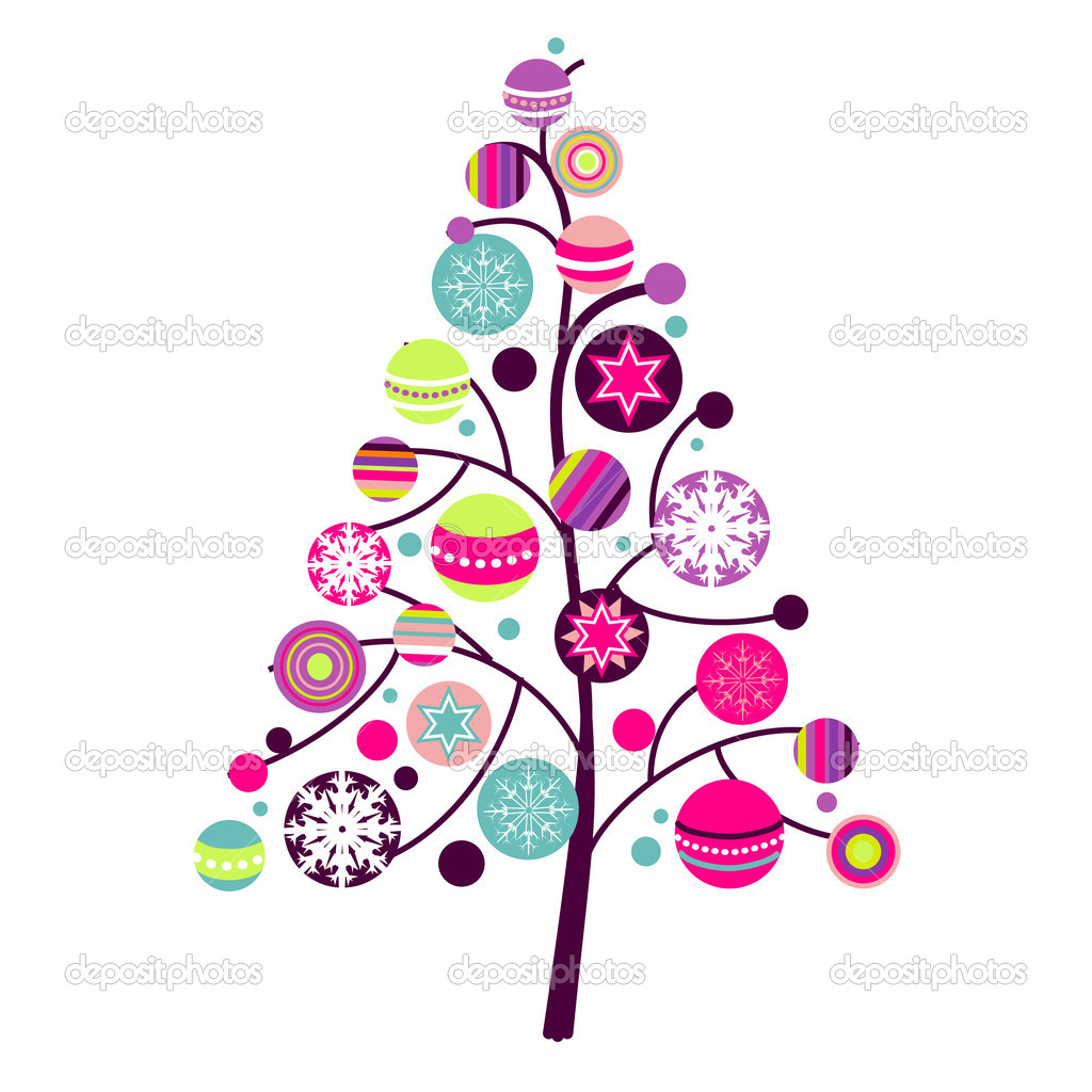 Abstract Christmas Tree With Cute And Colorful Design Elements   Stock