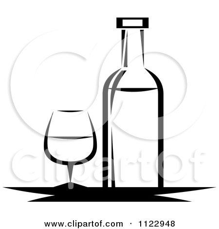 Black And White Wine Bottle And Glass By Seamartini Graphics