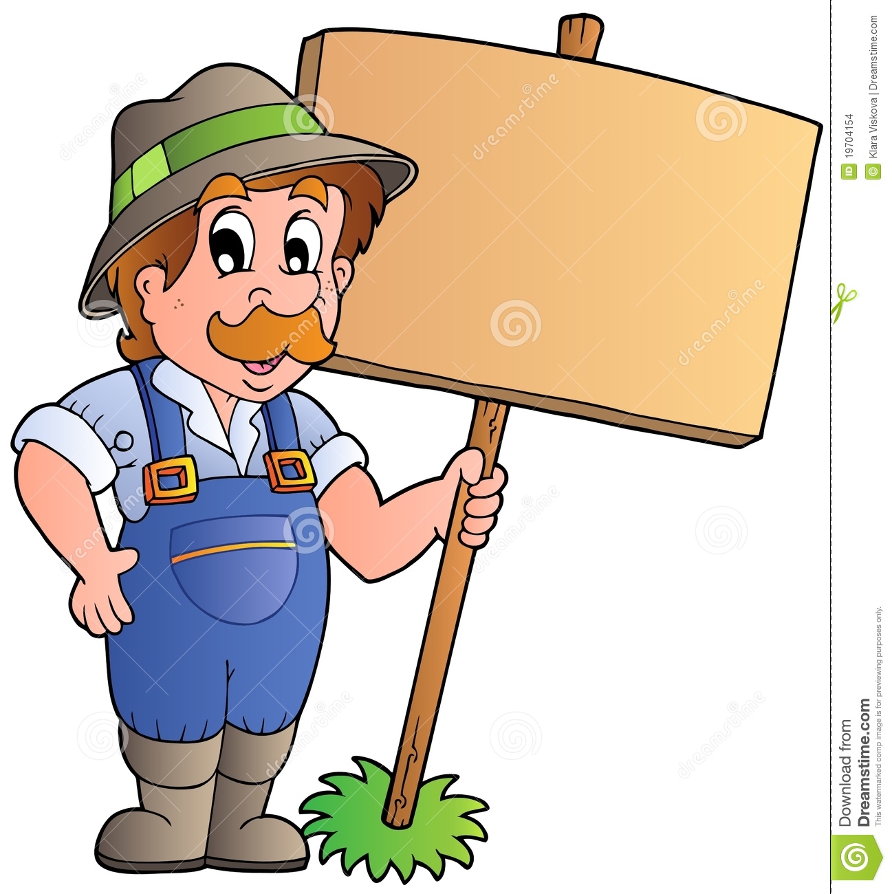 Cartoon Farmer Holding Wooden Board Stock Images   Image  19704154