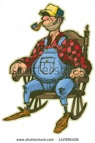 Cartoon Of An Elderly Man In A Rocking Chair  Looks Like A Farmer    