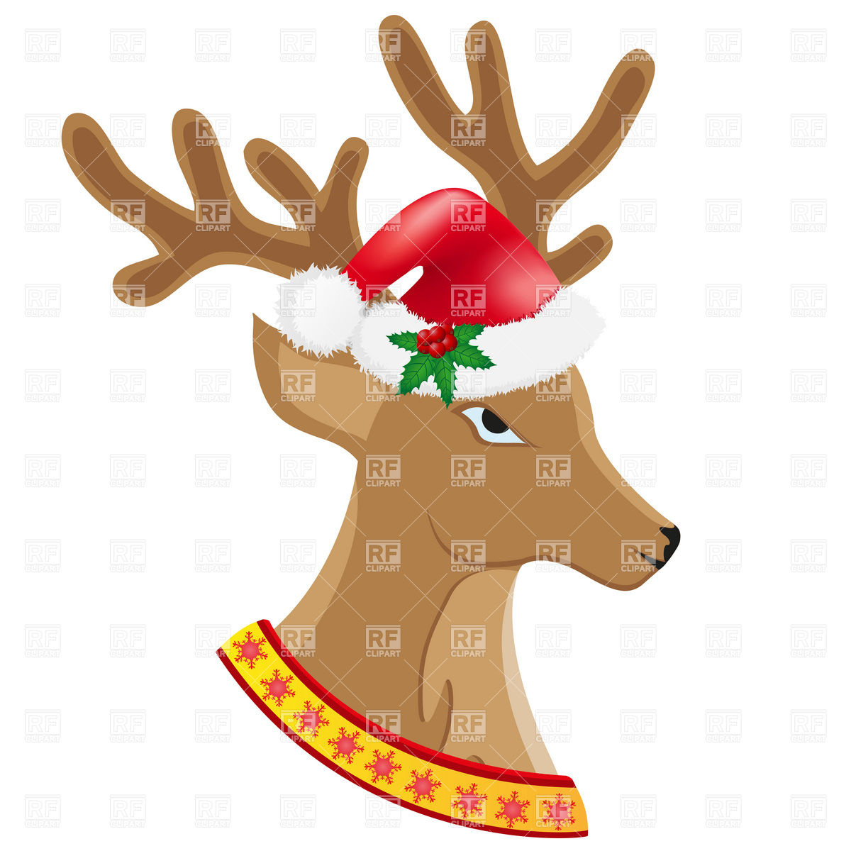 Christmas Deer In Santa S Hat Download Royalty Free Vector Clipart