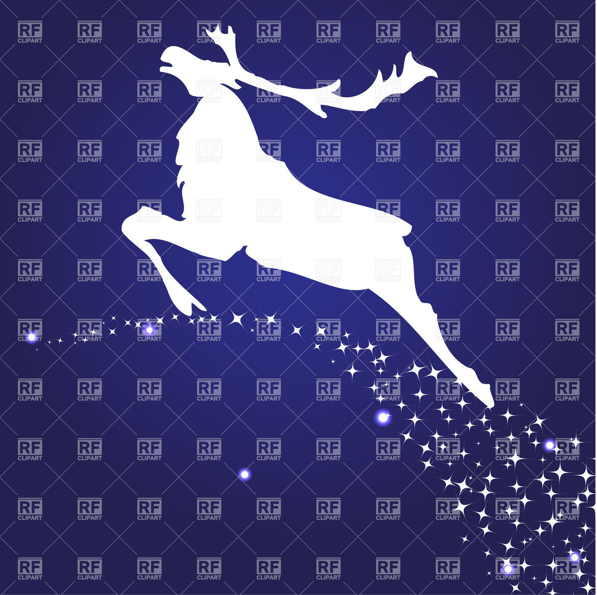 Christmas Deer In The Night Sky Download Royalty Free Vector Clipart    