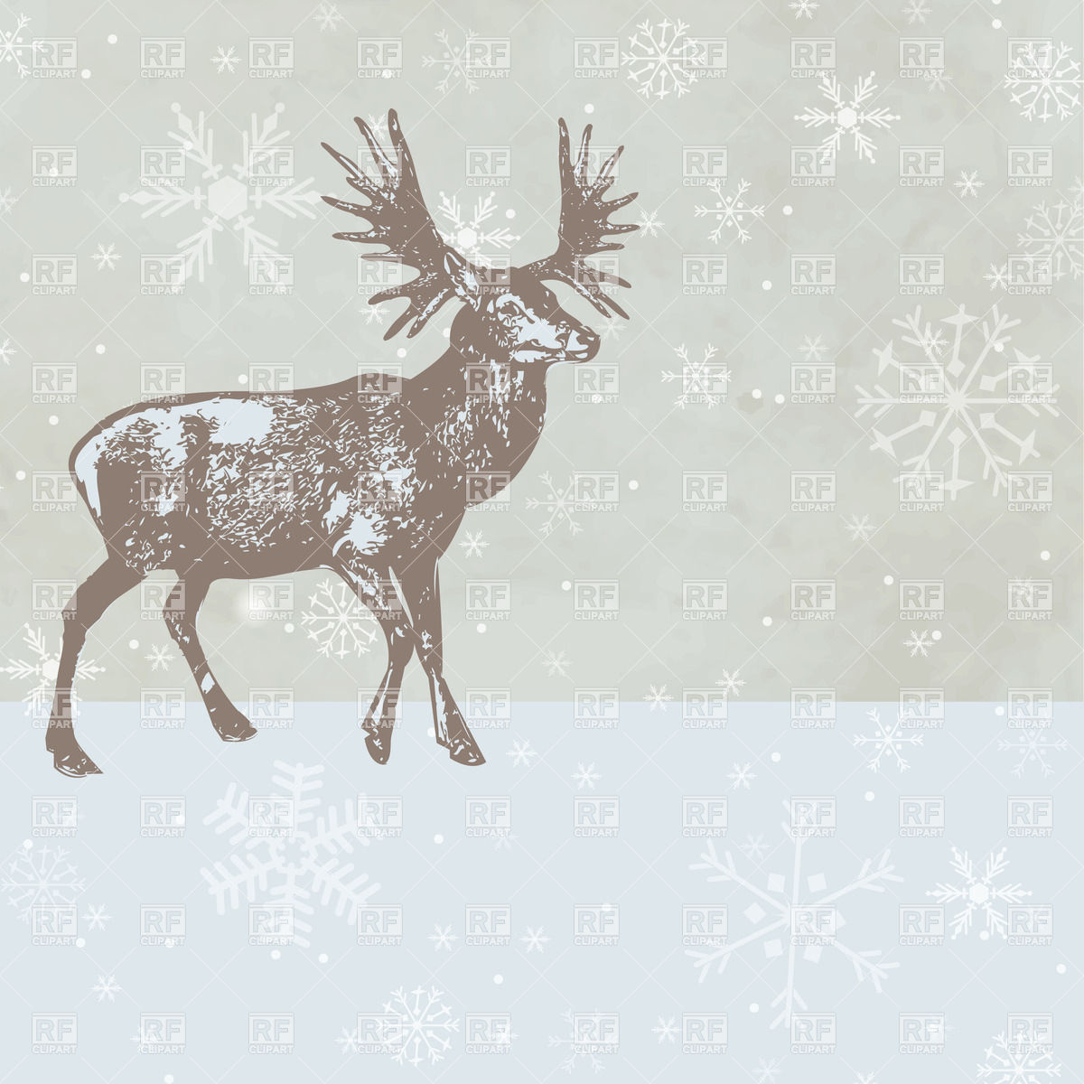 Christmas Deer On Winter Background Download Royalty Free Vector    
