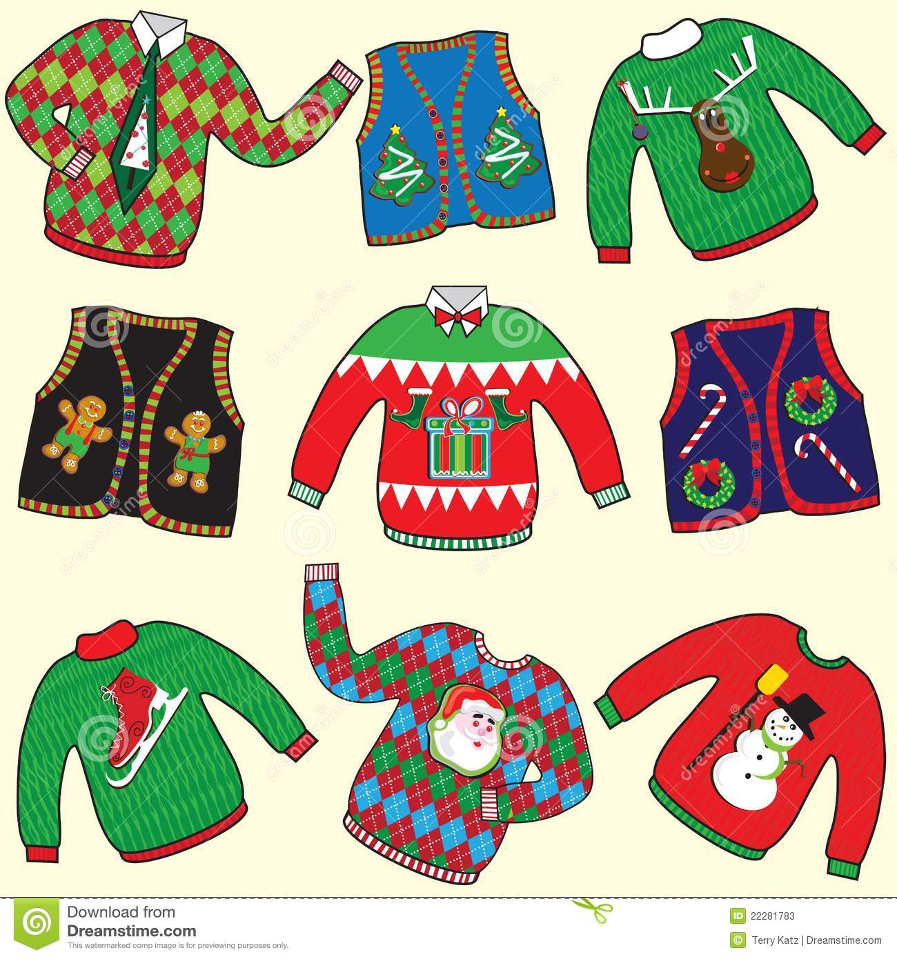 Dare To Wear Ugly Christmas Sweaters And Vests Clipart