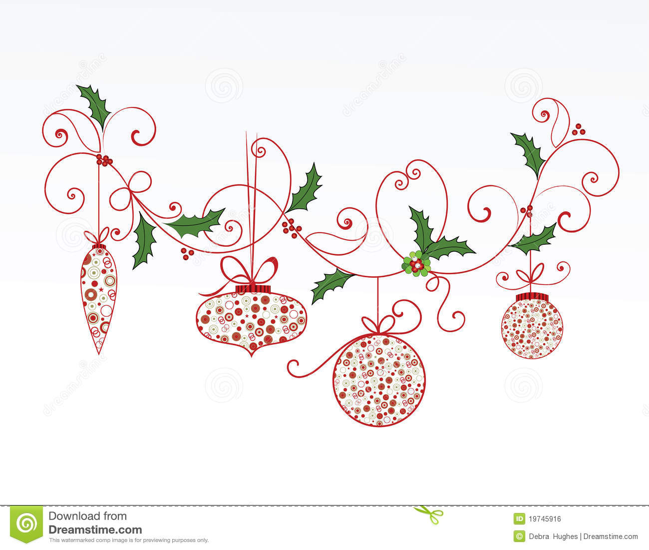 Elegant Christmas Flourish And Baubles Royalty Free Stock Image