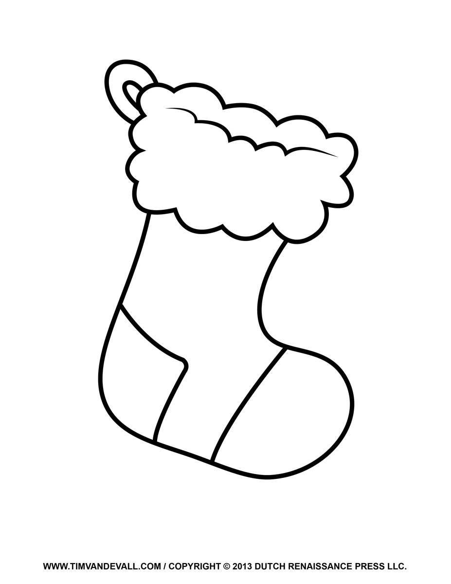 Free Christmas Stocking Template Coloring Page Clipart   Decorations