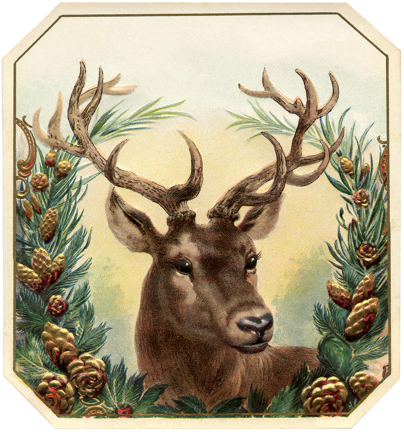 Free Vintage Christmas Image Deer   The Graphics Fairy