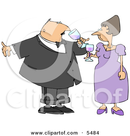 Husband   Wife Drinking Wine At A Party Clipart Illustration By Djart