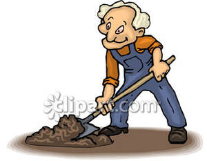 Old Farmer Digging A Hole   Royalty Free Clipart Picture