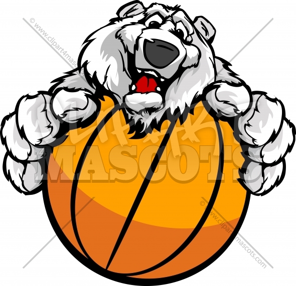 Polar Bear Basketball Cartoon   Basketball Design  0872