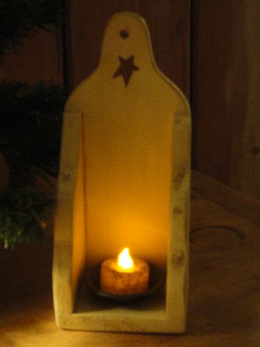 Primitive Folk Art Wooden Candle Sconce Wooden   Candle Sconce