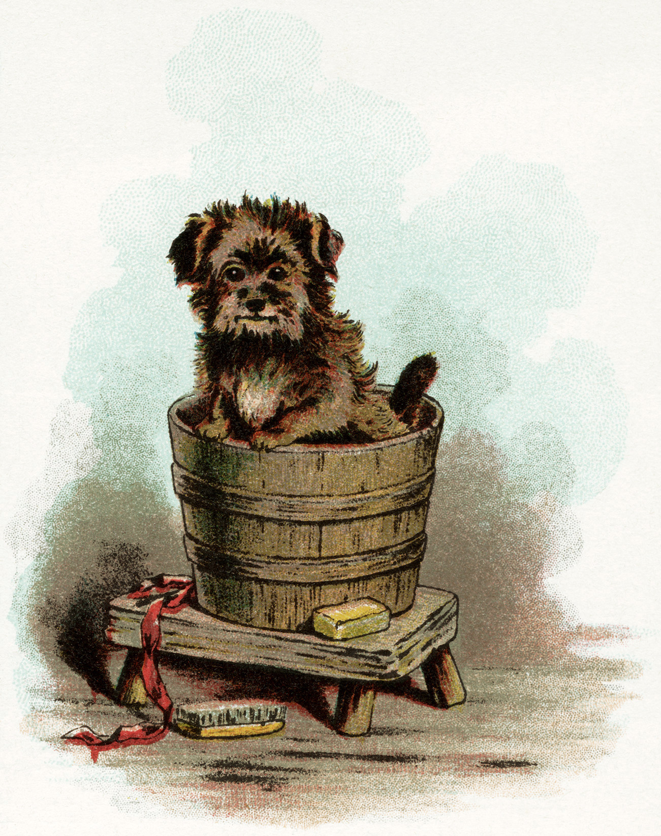 Puppy Bath Vintage Puppy Clipart Dog In Tub Vintage Dog Image Old    