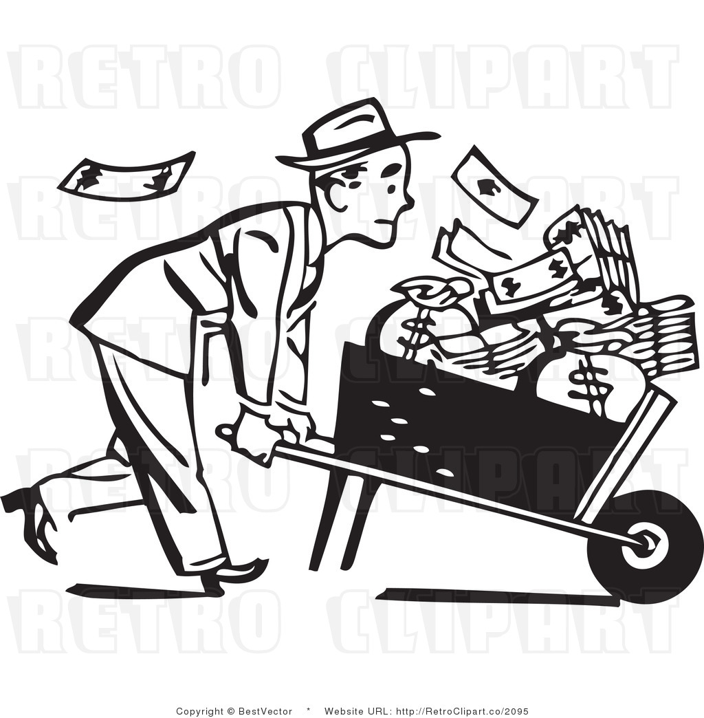 Royalty Free Black And White Vector Clip Art Of A Retro Businessman