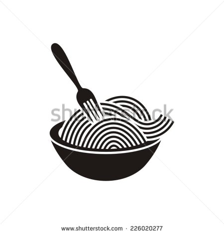 Spaghetti Or Noodle With Fork Black Vector Icon   Stock Vector