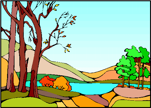 Trees By Stream Clipart   Trees By Stream Clip Art