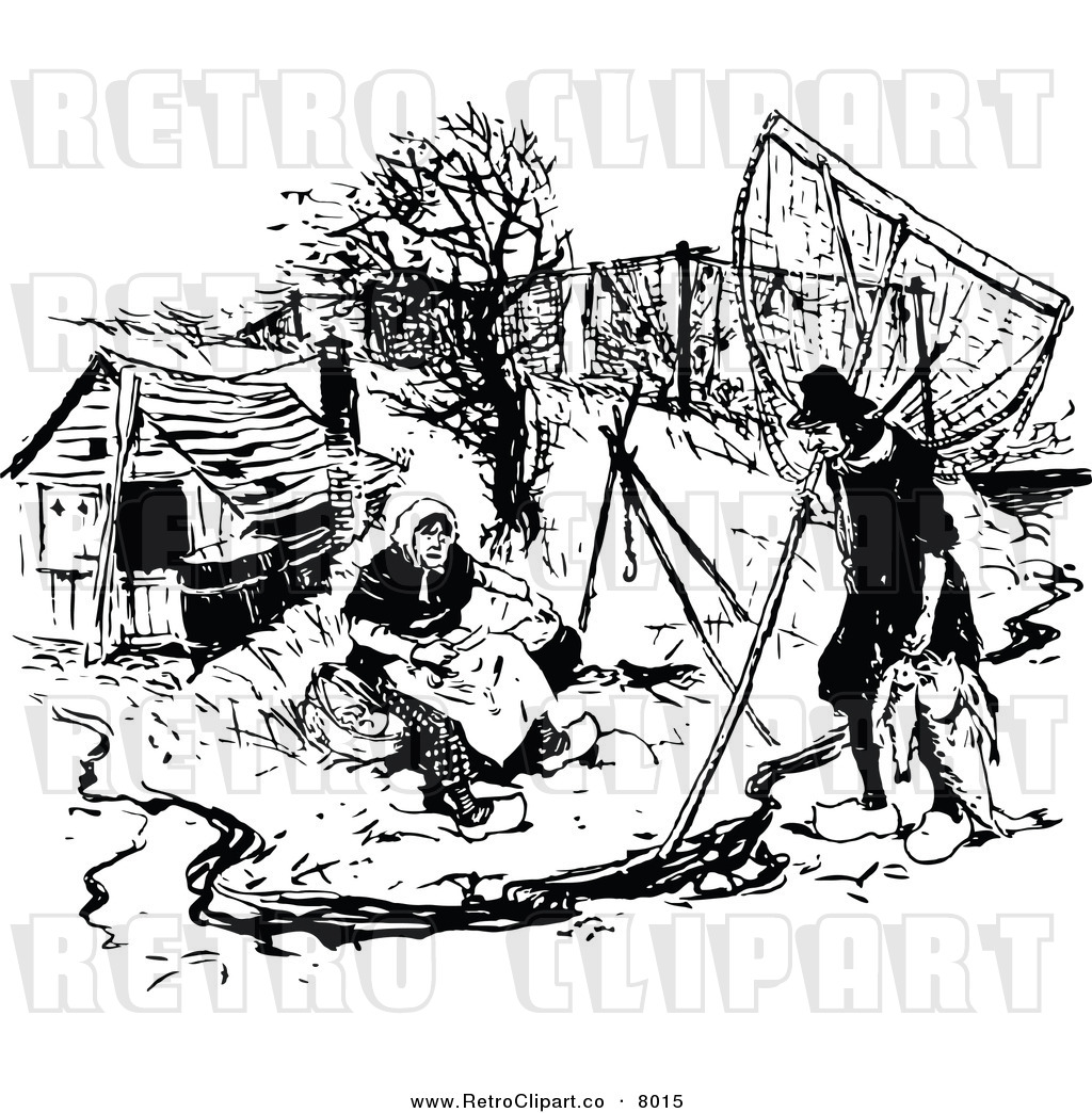 Vector Clipart Of A Retro Black And White Old Farmer Couple By Prawny