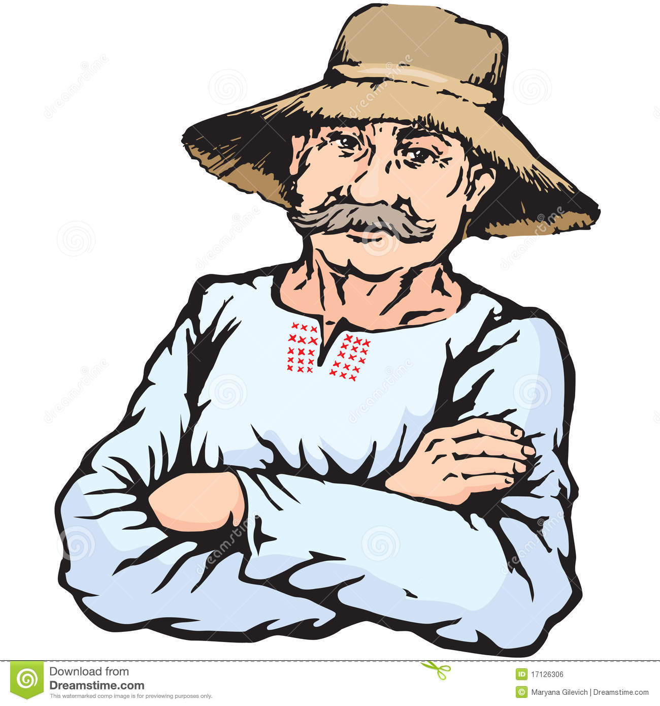 Village Farmer Man In Straw Hat Royalty Free Stock Image   Image    