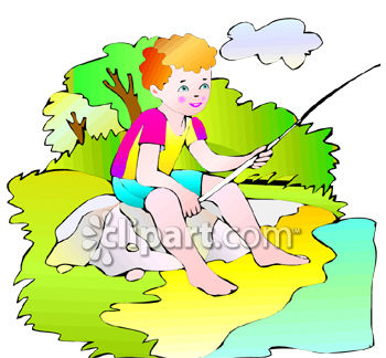 0060 0807 2816 2520 Boy Fishing From The River Bank Clipart Image Jpg