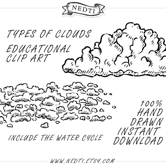 19 Clipart Elements Types Of Clouds Weather Water Cycle
