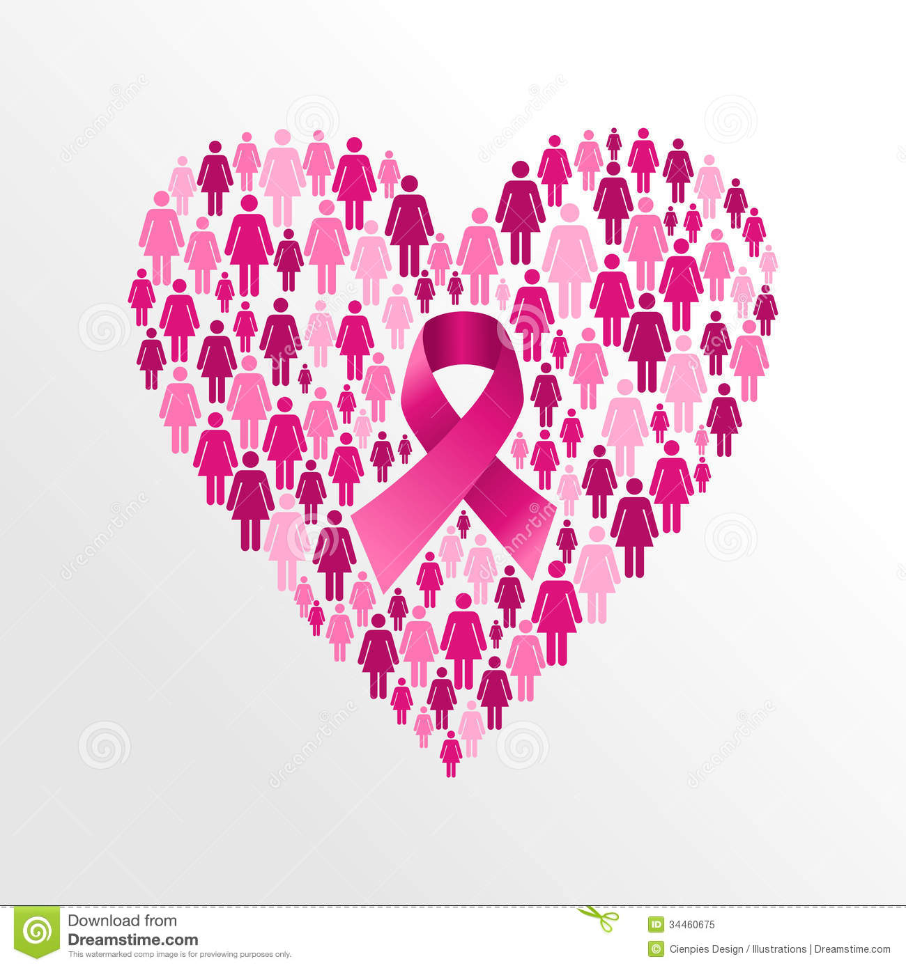 Breast Cancer Awareness Ribbon Women Heart Shape  Royalty Free Stock
