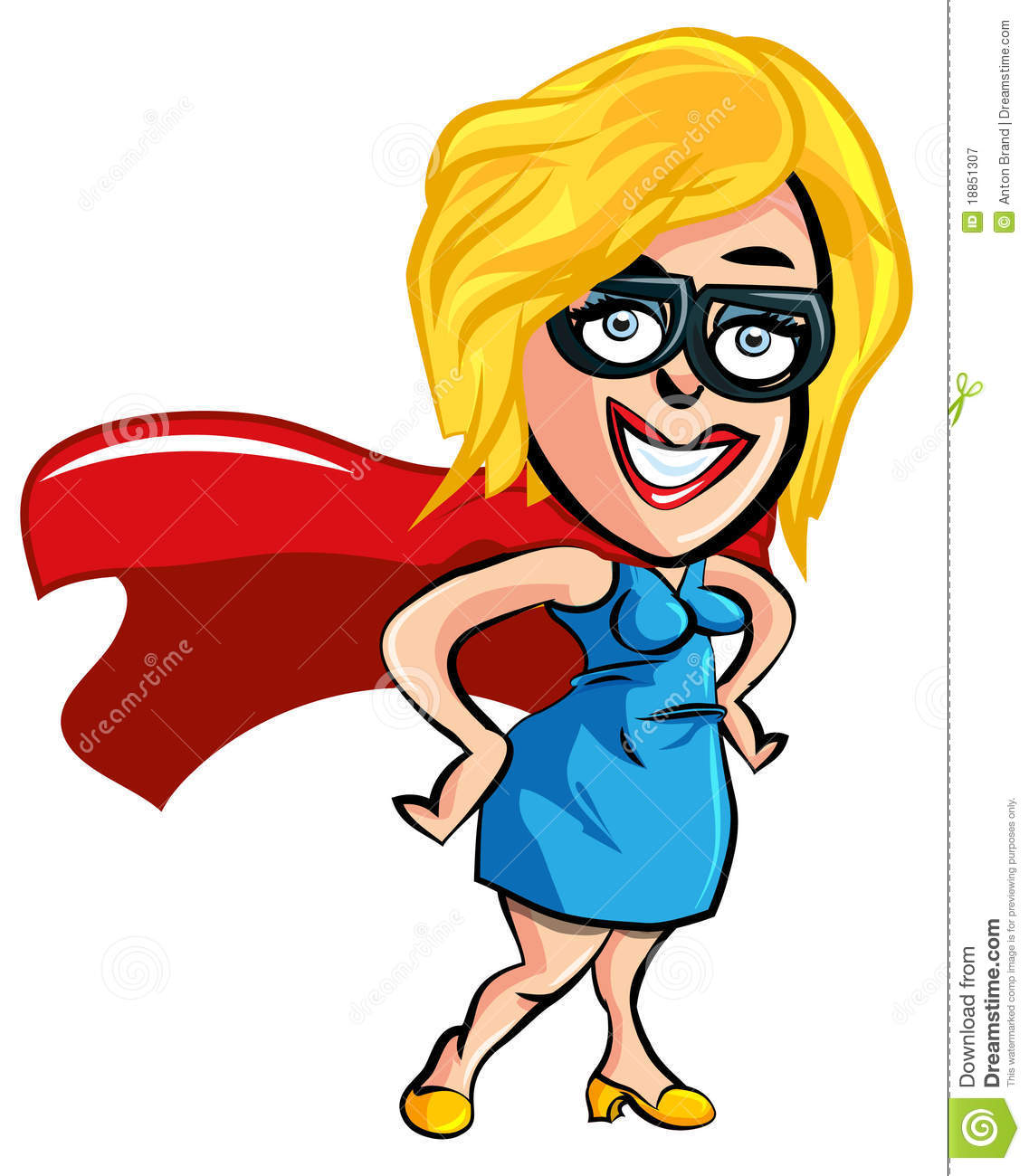 Cartoon Superhero Office Worker Lady Royalty Free Stock Photography