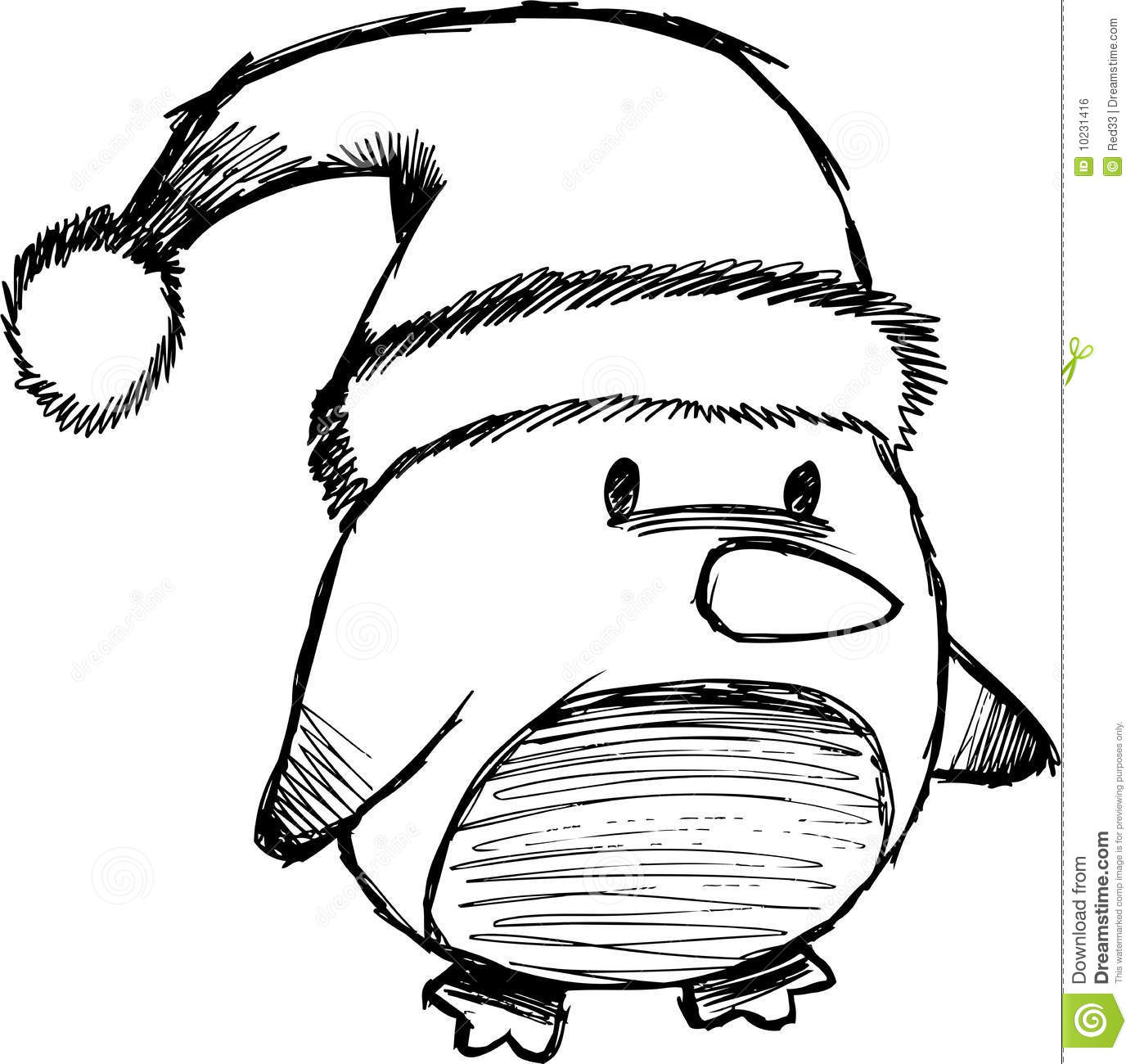 Christmas Penguin Coloring Pages Sketchy Christmas Penguin Vector    