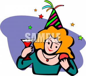 Clipart Image Of A Woman Drinking A Glass Of Red Wine