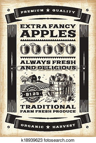Clipart   Vintage Apple Harvest Poster  Fotosearch   Search Clip Art    