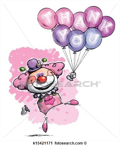Clown With Balloons Saying Thank You   Girl Colors View Large Clip Art