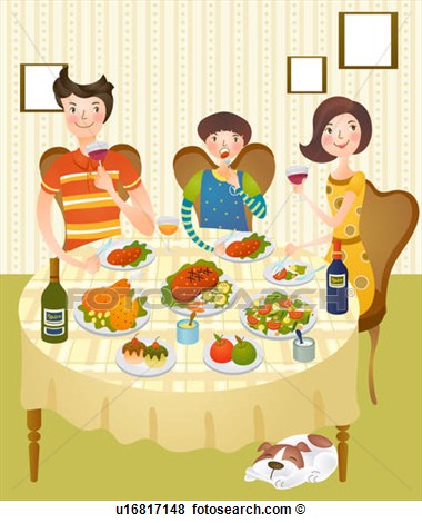 Family Restaurant Clipart   Family Having Dinner