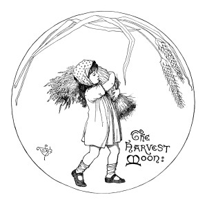 Free Vintage Image A Harvest Moon Girl Carrying Wheat Clip Art   Old    