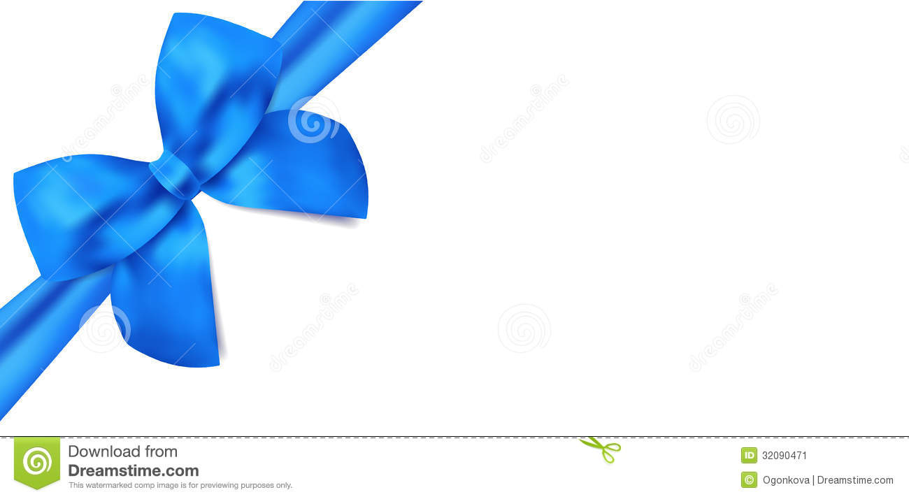 Gift Voucher   Gift Certificate  Blue Bow Ribbons Stock Image   Image    