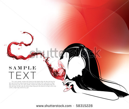 Glamour Women With The Wine Stock Vector Illustration 58315228