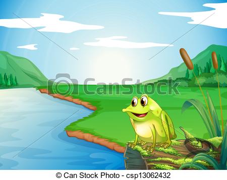 Illustration Of A Frog At The Riverbank