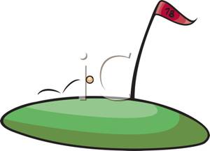     Of A Golf Ball On The Eighteenth Hole   Royalty Free Clipart Picture