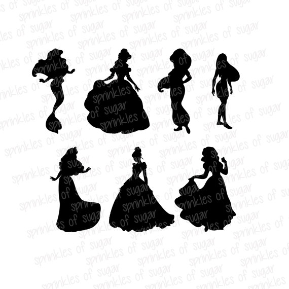 Princess Silhouettes    Disney Princesses Silhouette    Disney Clipart    