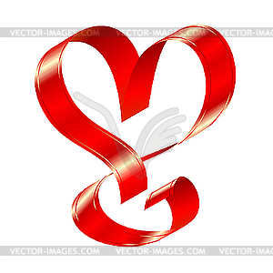 Shiny Red Ribbon In The Shape Of Heart   Royalty Free Vector Clipart