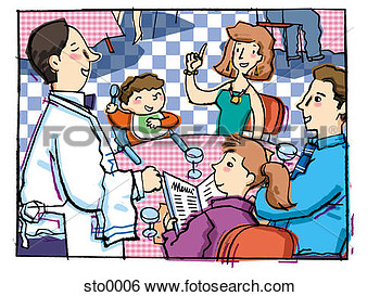 Stock Illustration Of Family Out For Dinner Sto0006   Search Clip