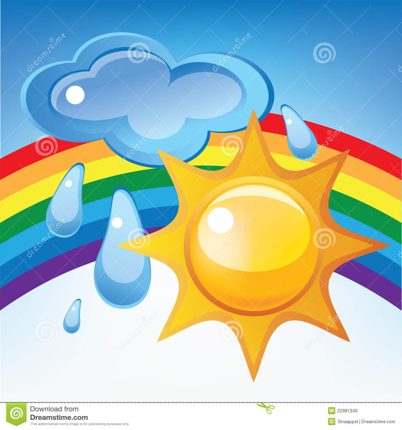Sun Cloud Rain And Rainbow Royalty Free Stock Images   Image    