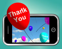 Thank You Balloons Message As Thanks Sent On Mobile Stock Photos