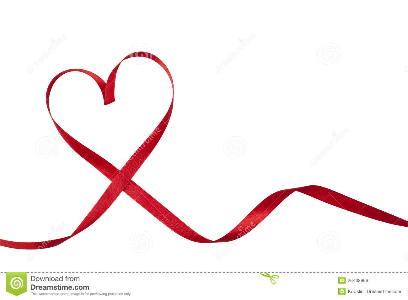 The Heart Shaped Red Ribbon Isolated On A White Background