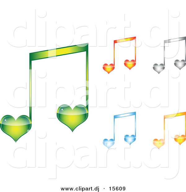 Vector Clipart Of 5 Unique Love Heart Music Notes   Digital Collage By