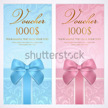 Voucher Gift Certificate Coupon Template With Gift Bow Ribbons Present    
