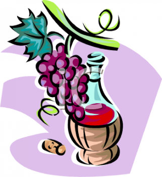Wine Clip Art Image  Red Wine Carafe With Grapes
