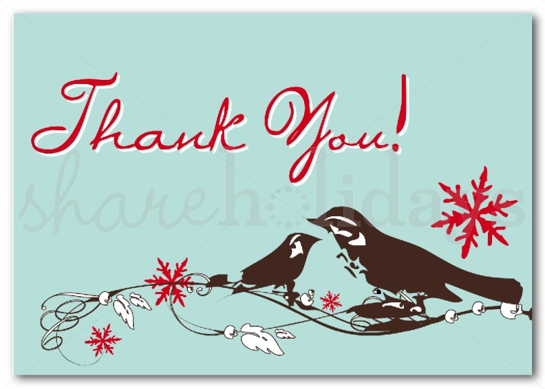 Winter Bird Thank You Card   Page 1
