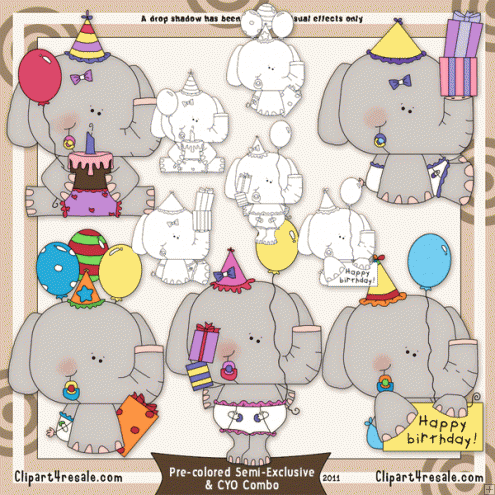 Baby Elephant Birthday Reseller Combo    7 25   Scrapping Goodies