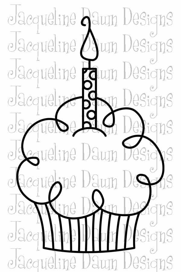 Black And White Birthday Cupcake Clipart Digital Stamp Happy Birthday