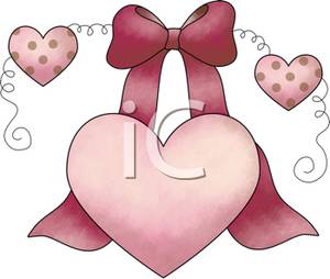 Clip Art Image  A Red Bow Behind A Large Pink Heart