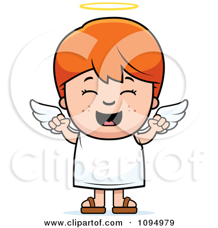 Clipart Happy Red Haired Angel Boy   Royalty Free Vector Illustration